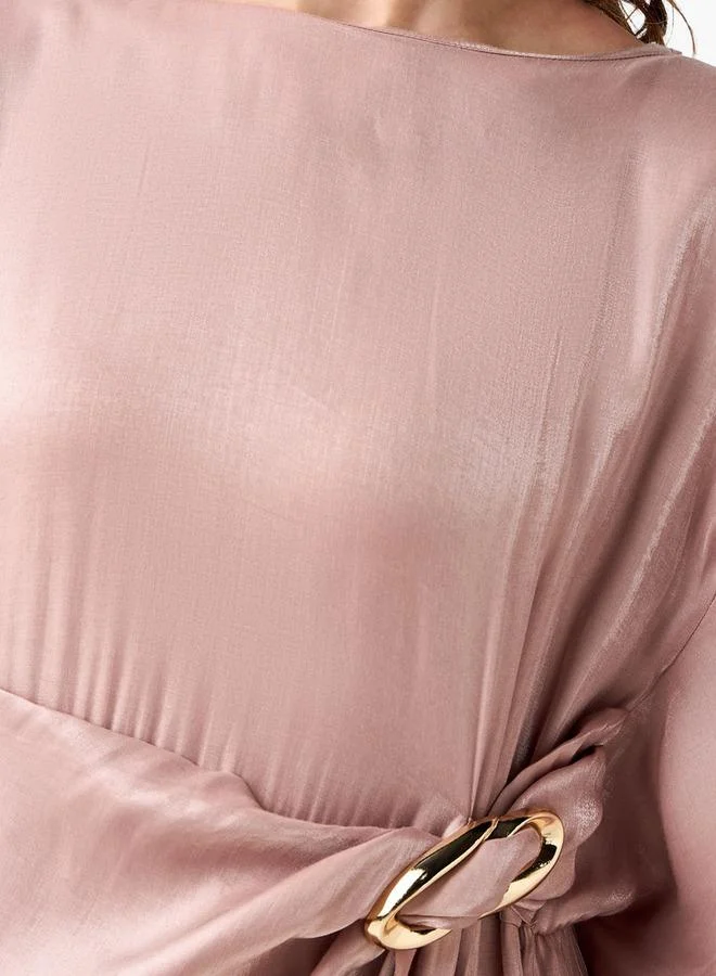 ايكونيك Iconic Cape Kaftan Women Dress with Knot Buckle Detail
